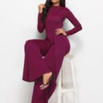 Women’s Long-Sleeve Wide-Leg One-Piece Jumpsuit