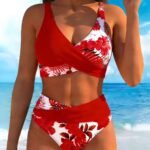 Women’s Leopard Print Cutout Tankini Swimsuit Set