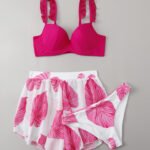 Women’s 3-Piece Printed High-Waist Bikini Set with Cover-Up