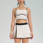 Women’s Color-Block Sports Bra & Tennis Skirt Set
