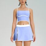 Women’s Color-Block Sports Bra & Tennis Skirt Set