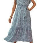 Women’s Floral Print Deep V-Neck Ruffle Mini Dress