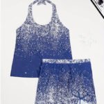 Women’s Plus-Size High-Waist Tankini Set with Swim Shorts