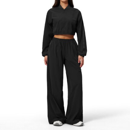 Women’s Lightweight Jacket & Wide-Leg Pants Sports Set