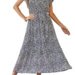 Women’s Floral Print Deep V-Neck Ruffle Mini Dress