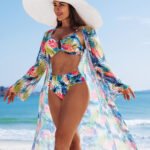 Women’s 3-Piece Floral Bikini Set with Cover-Up Dress