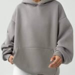 Women’s Solid Long-Sleeve Pullover Sweatshirt with Pocket