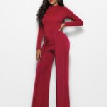 Women’s Long-Sleeve Wide-Leg One-Piece Jumpsuit