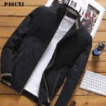 Men's Autumn Bomber Jacket Thick Fleece Warm Windbreaker with Stand Collar and Patchwork Pattern Casual Outwear