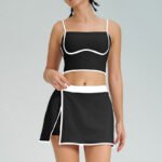 Women’s Color-Block Sports Bra & Tennis Skirt Set