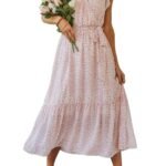 Women’s Floral Print Deep V-Neck Ruffle Mini Dress