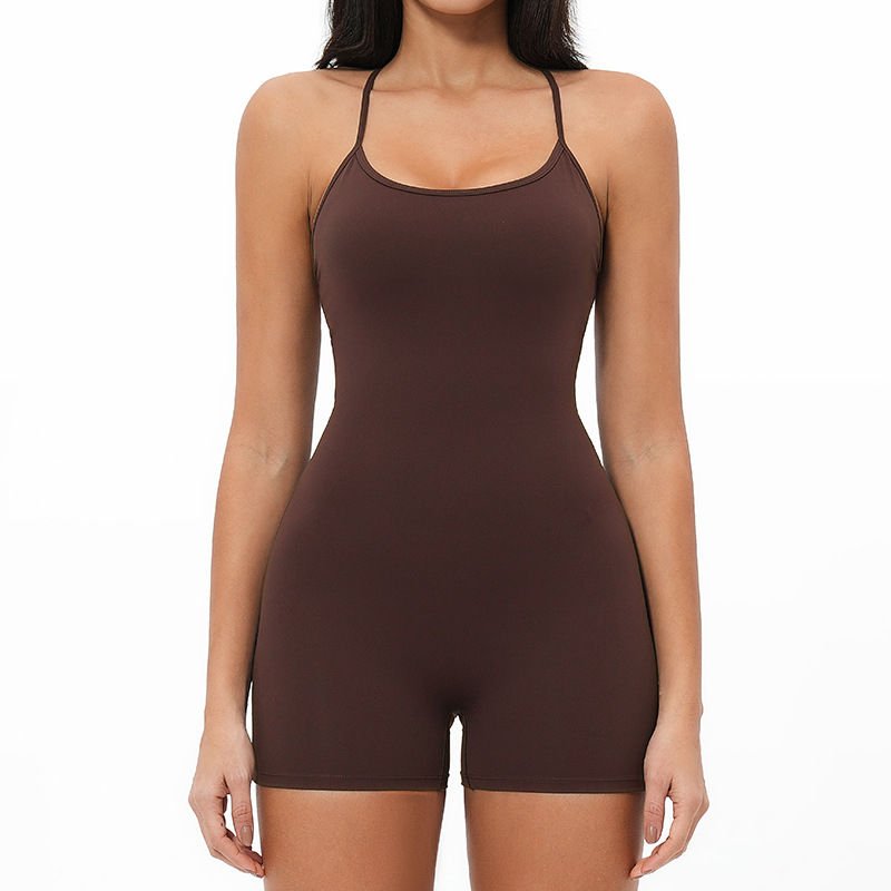 Women’s Backless Cross-Back Yoga & Fitness Romper
