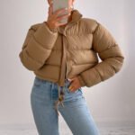 Women’s Hooded Woolen Puffer Bomber Jacket