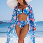 Women’s 3-Piece Floral Bikini Set with Cover-Up Dress