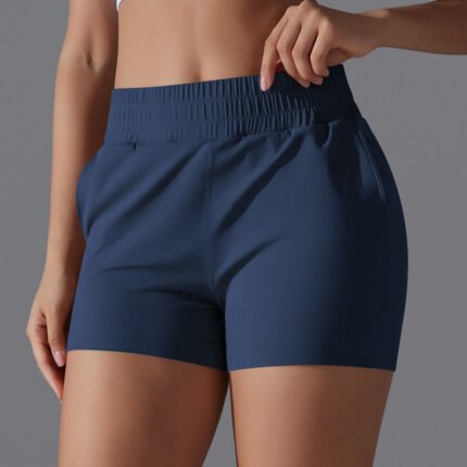 Women’s High-Waist Quick-Dry Sports Shorts with Pockets