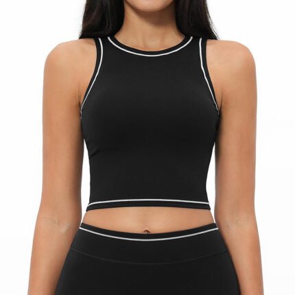 Women’s Seamless Racerback Tank Top with Built-In Sports Bra