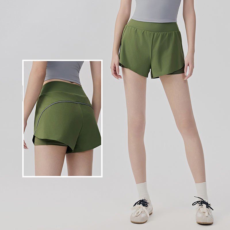 Women’s High-Waist 2-in-1 Quick-Dry Sports Shorts with Pockets