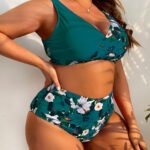 Women’s Plus-Size High-Waist Tummy-Control Floral Bikini Set