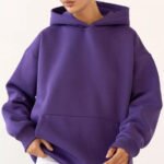 Women’s Solid Long-Sleeve Pullover Sweatshirt with Pocket