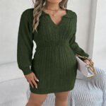 Women’s Elegant Loose-Fit V-Neck Knit Sweater Dress