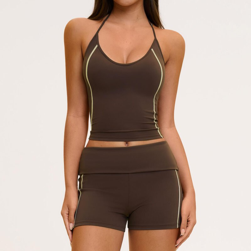 Women’s Halter Sports Bra & Shorts Yoga Set