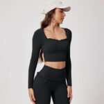 Women’s Square-Neck Long-Sleeve Yoga & Gym Set