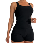 Women’s High-Waist Tankini Crop Top & Boxer Shorts Set