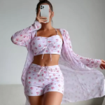 Women’s Plus-Size 3-Piece Floral Bikini Set with Belted Cover-Up