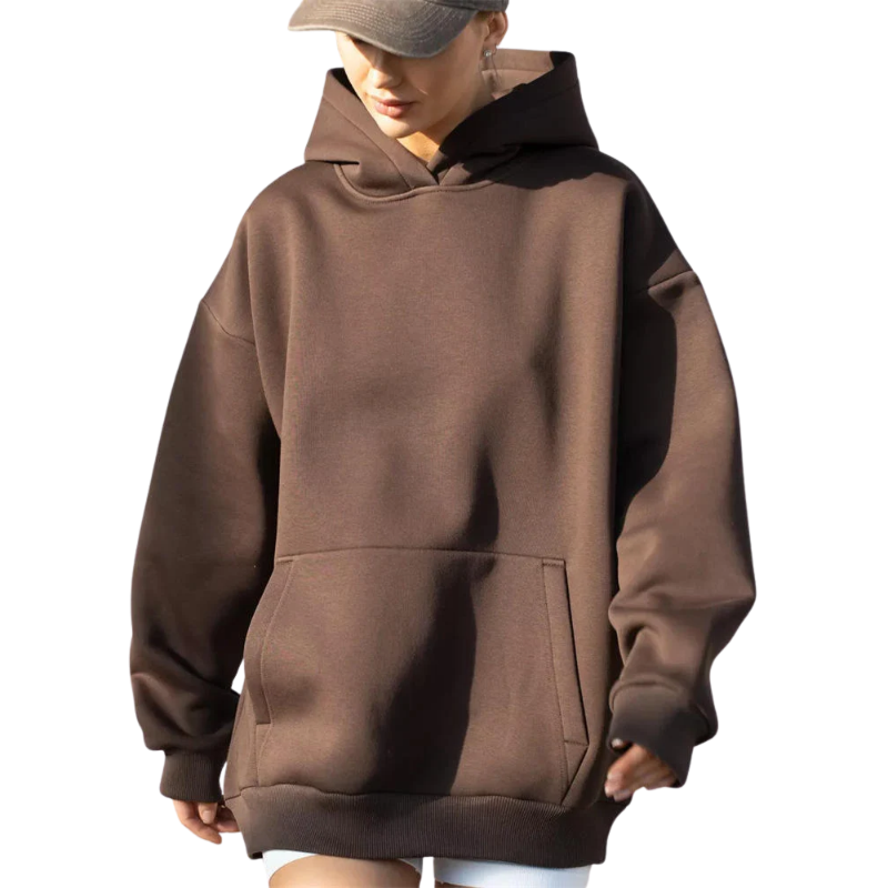 Women’s Solid Long-Sleeve Pullover Sweatshirt with Pocket