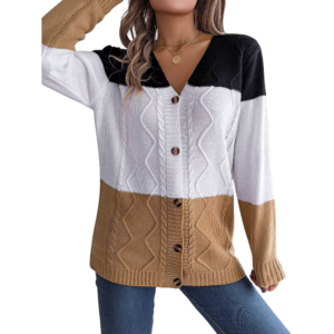 Women’s Casual Button-Front Long-Sleeve Knit Cardigan