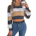 Girls’ Puff-Sleeve Cropped Knit Pullover Sweater