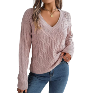 Women’s Plus-Size Long-Sleeve Knit Pullover Sweater