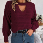 Women’s Solid-Color Long-Sleeve Winter Knit Sweater