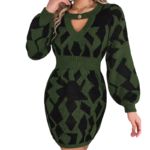 Women’s Puff-Sleeve Bodycon Knit Sweater Dress