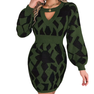 Women’s Puff-Sleeve Bodycon Knit Sweater Dress