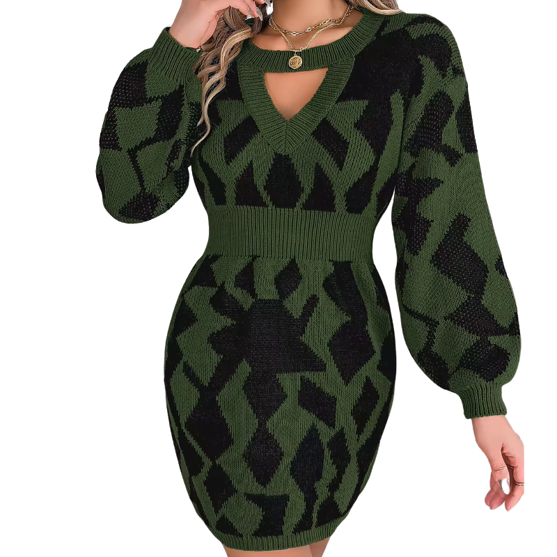 Women’s Puff-Sleeve Bodycon Knit Sweater Dress