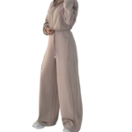 Women’s Solid Zip-Up Hoodie & Loose Pants Tracksuit Set