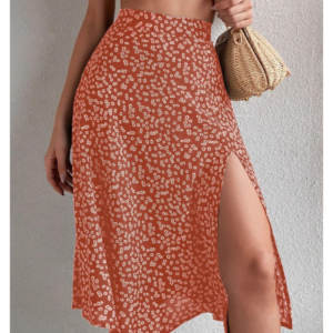 Women’s Solid High-Waist Pleated Loose-Fit Skirt