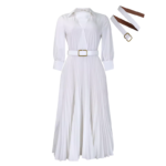 Women’s Plus-Size Solid V-Neck Belted Office Dress